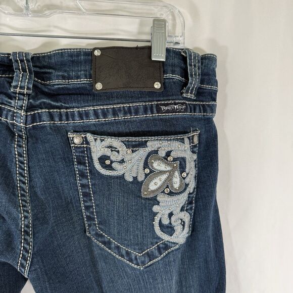 Trinity Ranch Jeans Womens 17 35x35 Dark Wash Blue Denim Bedazzled Cotton Blend - Picture 16 of 16